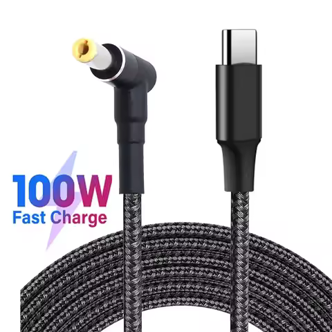 1.8m 100W USB-C Type-C to DC 5.5x2.5mm Laptop Charger - Fast Charging PD Cable for Asus, Lenovo, Tos