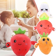 Music Parent-Child Interactive Plush Toy Fruit Induction Piano Beat Doll Carrot Banana Plush E7J3