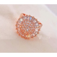 [VJ] Ring Rose Gold Jewellery "Sunflower CZ" Engagement, Wedding, Anniversary 999.9 Bangkok Plated R