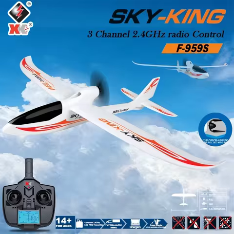 Wltoys F959S 2.4G 3CH RC Airplane With Gyro Sky King Fixed Plane Push-speed Glider RTF Version For K