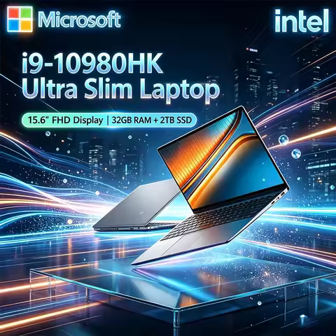 Ultra Slim Intel I9-10980HK Laptop 32GB+2TB Speed Storage 15.6" FHD Display Windows11 Portable Desig
