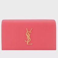 YSL 簡單LOGO立體翻蓋手拿包- 桃粉