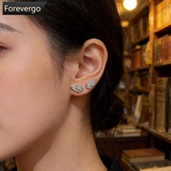 FOREVERGO 2pcs Angel Wings Cross Stud Earrings Vintage Punk Silver Color Shiny Earrings for Women Gi