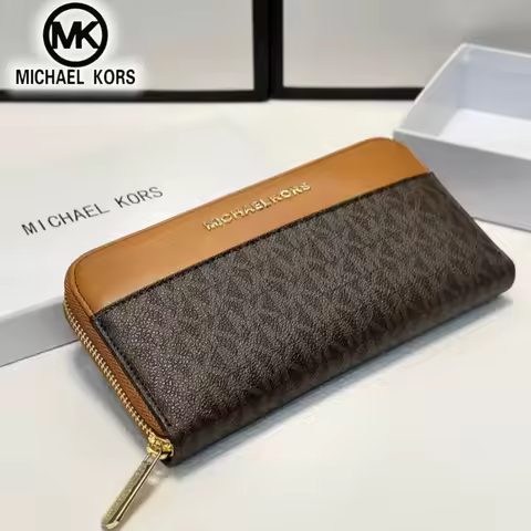 Michael Kors women's high-end luxury long wallet MK classic floral letter zipper wallet card bag ver