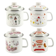 Enamel Instant Noodle Cup with Lid Noodle Cup Student Instant Noodle Bowl Canteen Lunch Box Fast Foo