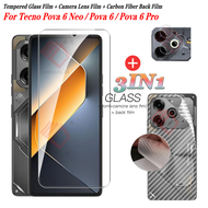 (3 in 1)For Tecno Pova 6 Neo/Pova 6/Pova 6 Pro ฟิล์มกระจกนิรภัย Tempered Glass ฟิล์มกระจกกันรอยกล้อ