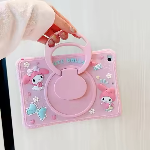 3D Cartoon My Melody 360 Rotation Stand Tablet Silicone Case For Samsung Galaxy Tab A7 A8 A9 10.5 S6