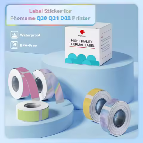 Label Sticker Paper Roll for Phomemo Q30 D30 Printer White Label Tape Transparent Label Tape for Lab