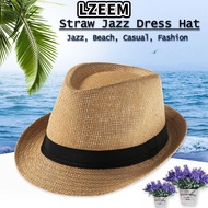 LZEEM Straw Panama Cap Unisex Fashion Gangster Cap Jazz Dress Hat