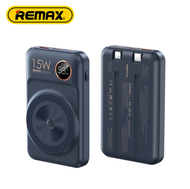 Remax RPP-527 10000mAh QC 22.5W + PD 20W Magnetic Wireless 15W Retro Style Powerbank with 2 Built-In Cable Type C &amp; IPH