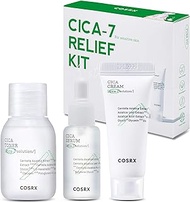 COSRX CICA-7 Relief Kit | TSA Approved Travel Size, Gift Set | Pure Fit CICA Trial | Toner, Serum, Cream | Centella Asiatica, Sensitive Skin, Soothing, Moisturizing