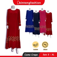 Bintang Fashion Jubah Sulam Embroidery Muslimah Long Dress | Long Sleeve Muslim Maxi Dress Plus Size