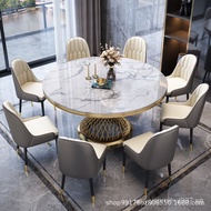 [IN STOCK]Mild Luxury Marble Dining Tables and Chairs Set Modern Simple Home round Band Turntable Dining Table Stone Plate Rotating round Table and Chair