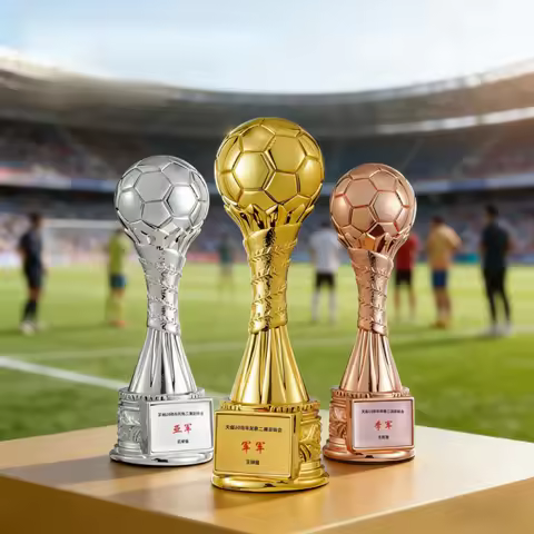Custom-made football match trophies, golden boots, golden balls, golden gloves, top scorer and goalk