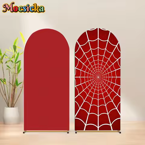 Mocsicka Spider Web Arch Photography Background Cloth Birthday Halloween Red Backdrop Cosplay Studio