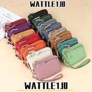 WATTLE1J0 Zipper Purses, Solid Color Cowhide Wallets, Fashion Multi Functional Multi Card Slots Keyc