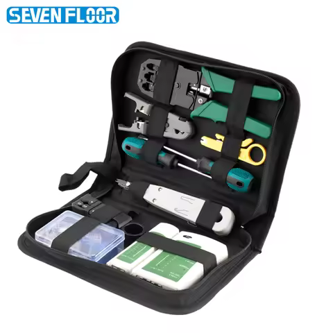 Cat5 RJ45 Crimping Tool Kit 8P 6P 4P Ethernet Network Tester Punch Down Tool Coaxial Stripper Screwd