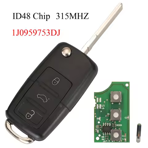Jingyuqin 3 Button 315MHZ ID48 Chip Remote Key For Volkswagen/VW Bora Golf Sharan Passat Leon Toledo