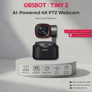OBSBOT Tiny 2 4K PTZ AI Tracking Webcam Voice & Gesture Control 60fps HDR For Live Streaming Meeting