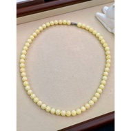 White Wax Plain Circle Necklace 8+