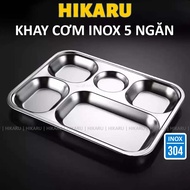 [Combo of 5] Rustproof Stainless Steel Rice Tray with 5 Compartments 27x36cm for HIKARU DT School Ca
