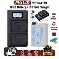 PALO LP-E8 2000mAh Battery 7.4V + LCD Dual Fast Charger for Canon EOS 550D 600D 650D 700D X4 X5 X6i