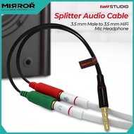 Splitter Audio Cable 3.5mm Male to 3.5mm HiFi Mic Headphone