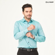 OLYMP  No. Six Shirt เสื้อเชิ้ตชาย สีเขียวมรกต ทรงเข้ารูป ยืดหยุ่นได้ดี รีดง่าย AUTU23