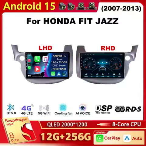 Android 15 Qualcomm Car Radio Multimedia Player For HONDA FIT JAZZ 2007-2013 Auto Carplay Car Stereo
