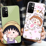 chibi maruko chan 01 Glass Phone Case For POCO F3 F4 F5 M3 M4 M5 M6 4G X3 X4 GT NFC X5 X6 PRO 5G