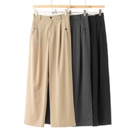 Xihuge Old [AK] Korean Product Spring with Viscose Fiber Lock Pocket Loose Straight Suit Pants 075