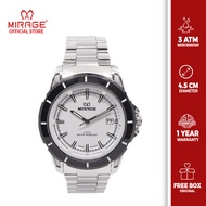 New Collection Jam Tangan Pria Cowok Terbaru Gaya Sporty Trendy Mirage Silver Ring Hitam 8713M Putih