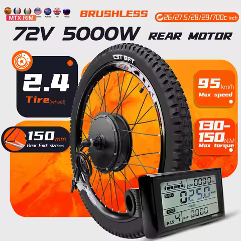 MTX39 Ebike Conversion Kit 72V 5000W Rear Brushless Wheel Hub Motor Dropout 150mm with 2.4tire for E