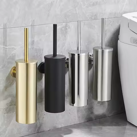 Stainless Steel Bathroom Toilet Brush Holder Accessories Black Toilet Brush Wall Mounted WC Cleaner 