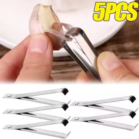 5/1Pcs Garlic Peeling Tool Stainless Steel Peeling Garlic Clips Multifunctional Plucking Pig Hair Ma