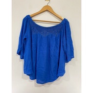 AJ *Run Thread* Off-Shoulder Top Katie Size EUR42 Chest 44 Inches Length 23 Wrinkled Rayon Fabric Bl
