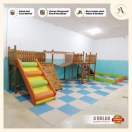 Mainan Anak Playground Indoor Outdoor Perosotan Kayu Mahoni Tangga Tali Berkualitas