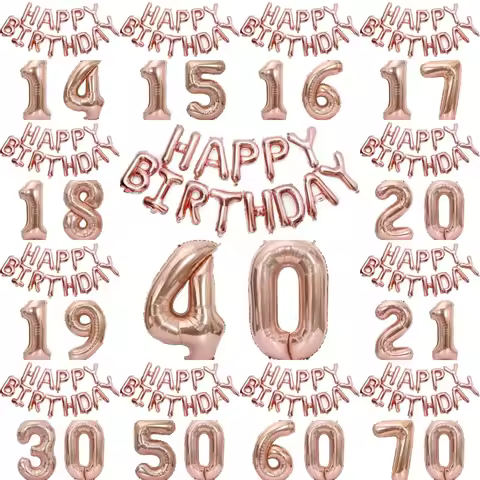 15pcs Happy Birthday Number Foil Balloon Kids Adult Party Simple Decorations Boy Girl 13 15 16 18 21