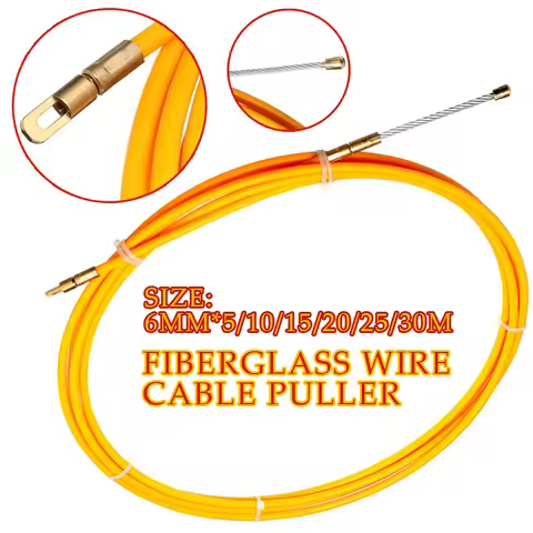 6mm Cable Push Pullers Fiberglass Wire Cable Puller Fish Tape Reel Conduit Ducting Rodder Pulling Pu