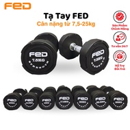FED Premium Dumbbells Made of Rubber-Coated Cast Iron, Home Gym Dumbbells Weight from 7,5kg-25kg (1 