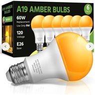 LEDERA LED Light Bulbs, Amber A19 9W(60-100W Equivalent) 2000K Amber Yellow LED Bulbs, E26 Base for 