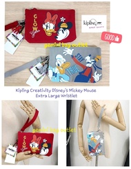 *ส่งฟรี ems. ของแท้ พร้อมส่งค่ะ* 8.3 นิ้ว ◾กระเป๋าคล้องข้อมือ Kipling Creativity Disney's Mickey Mouse Extra L Wristlet