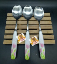 6PC Shabby Vegetable Spoons Stainless Steel Vegetable Spoons Floral Pattern Table Spoons