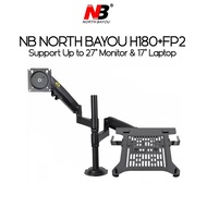 North Bayou H180-FP Dual Arm 2in1 Combo for 17-27” Monitor with Adjustable Tray for 10-17” Notebook