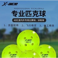 X-ACE 40-hole pickleball, a durable training and competition ball made with integrated rotomolded pl