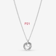 Pandora เงิน925 สร้อยคอ สร้อยคอพร้อมจี้ Family Eternal Pendant Necklace ของขวัญสำหรับคนพิเศษ ของแท้ 100%