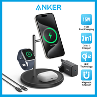Anker MagGo Magsafe Charger 3 in 1 Wireless Charger Station Qi2 Certified 15W Ultra Fast MagSafe Sta