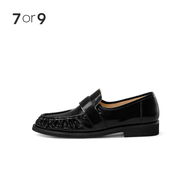 7or9 Womens Soft Leather Flats Bean Shoes Casual Commute Autumn Season Black Flat Heel Single Shoes