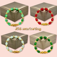 Fashion Oval Agate Stones Pixiu Bracelet Feng Shui  Wealth Luck Bracelet