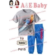 Imported Boys' Sleepwear with Snail Turbo Pattern, Size 1-6 Years, Short Sleeves, Long Pants